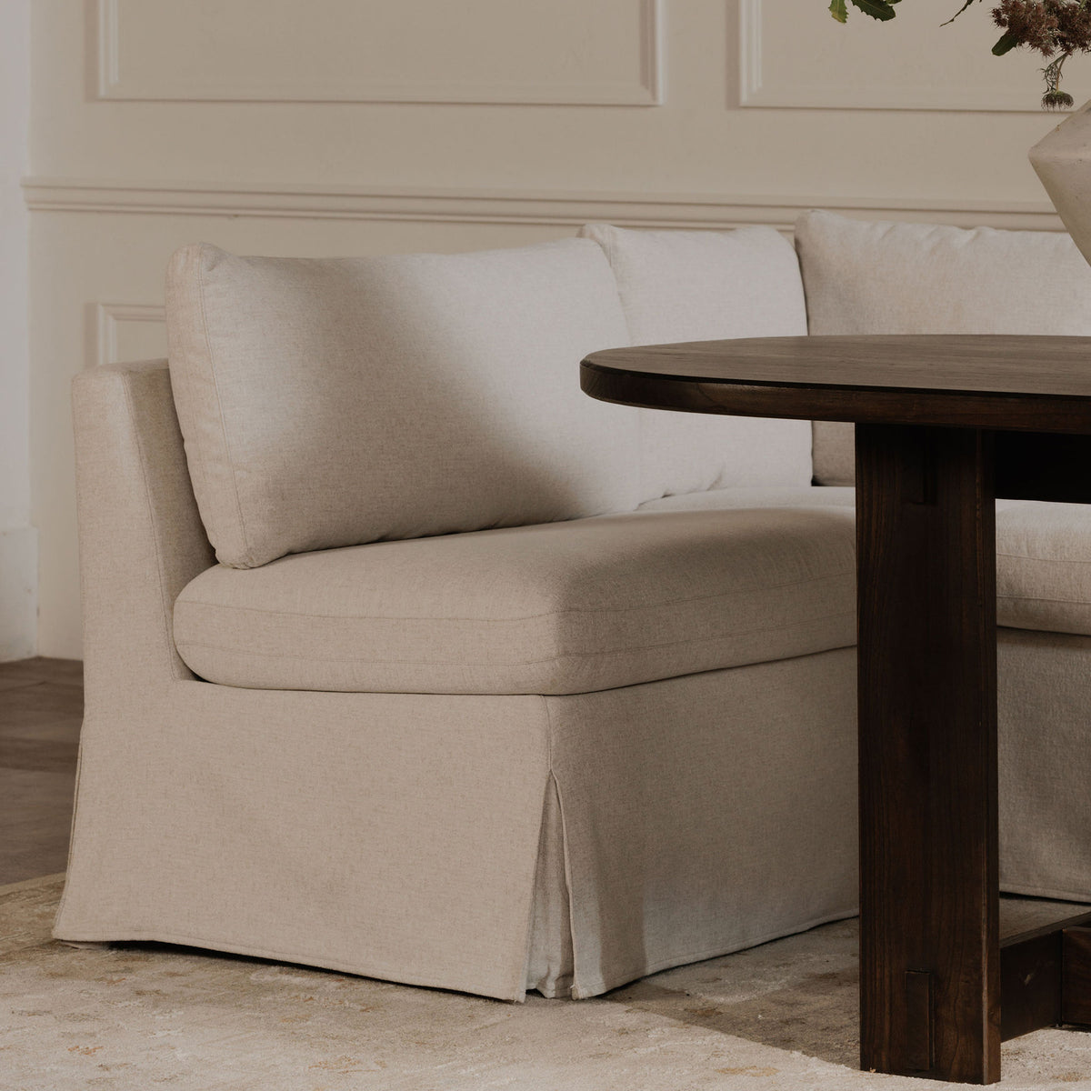 Fable Slipcover Dining Chair and Half Beige lifestyle image