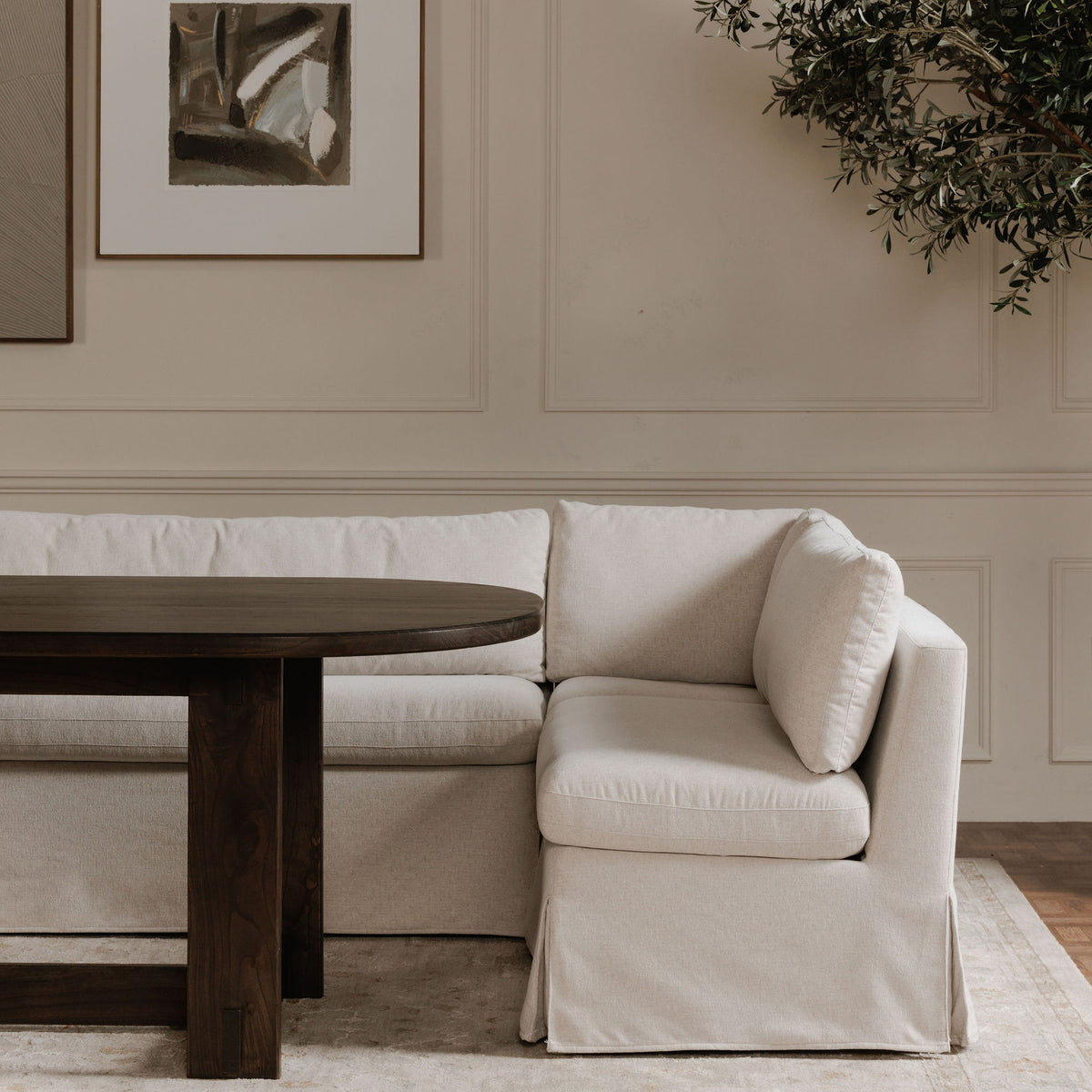 Fable Slipcover Dining Chair and Half Beige view 8