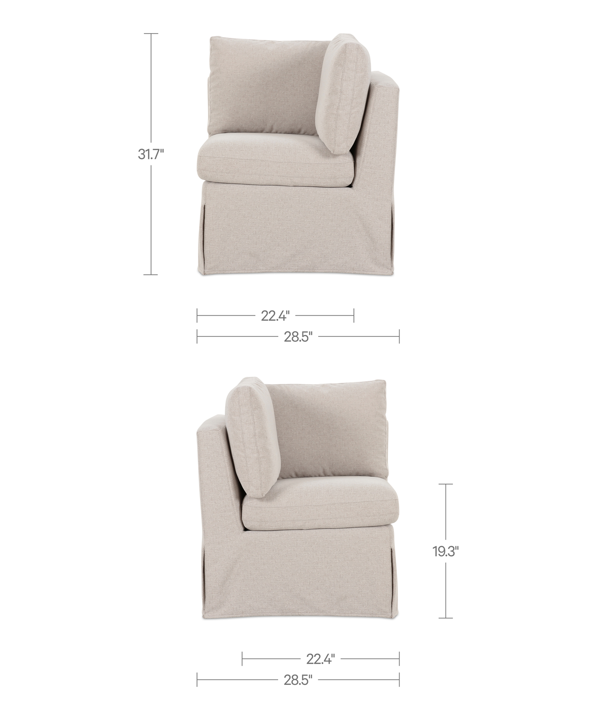 Fable Slipcover Dining Corner Chair Beige view 10