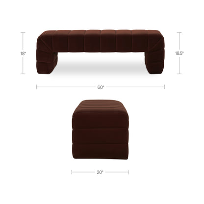 Verity Bench Warm Brown dimensions