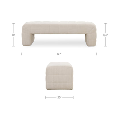 Verity Bench Oatmeal dimensions