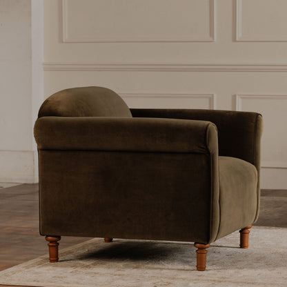 Harmony Accent Chair Dark Green Faux Mohair lifestyle image