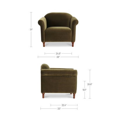 Harmony Accent Chair Dark Green Faux Mohair view 11
