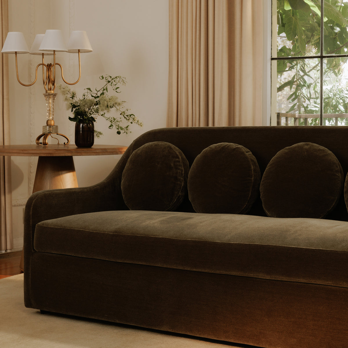 Rialto Sofa Dark Green Faux Mohair view 8
