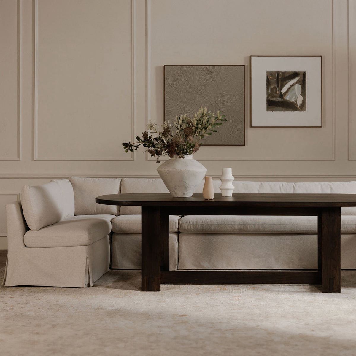 Fable Slipcover Dining Banquette L-Shape Beige 100.5 in view 9