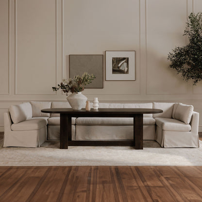 Fable Slipcover Dining Banquette U-Shape Beige 121 in view 9