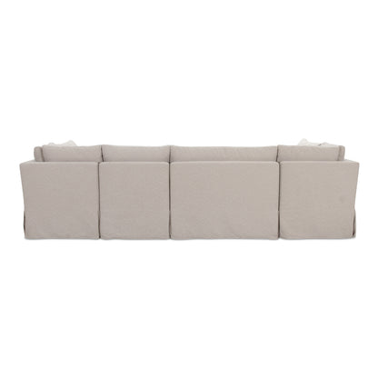 Fable Slipcover Dining Banquette U-Shape Beige 121 in view 4