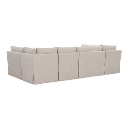 Fable Slipcover Dining Banquette U-Shape Beige 121 in view 3