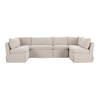 Fable Slipcover Dining Banquette U-Shape Beige 121 in product image