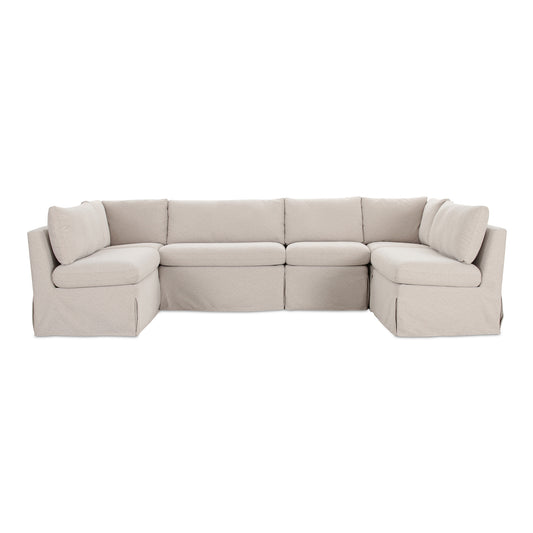 Fable Slipcover Dining Banquette U-Shape Beige 121 in product image