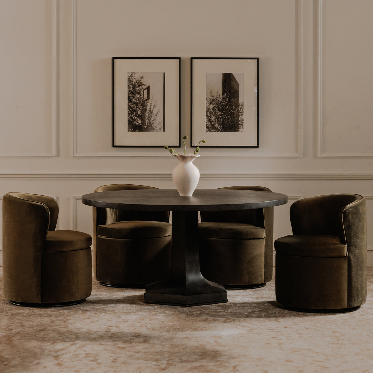 Dane Swivel Dining Chair Faux Green Mohair - image 3
