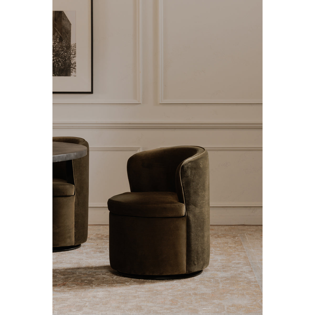 Dane Swivel Dining Chair Faux Green Mohair - image 2