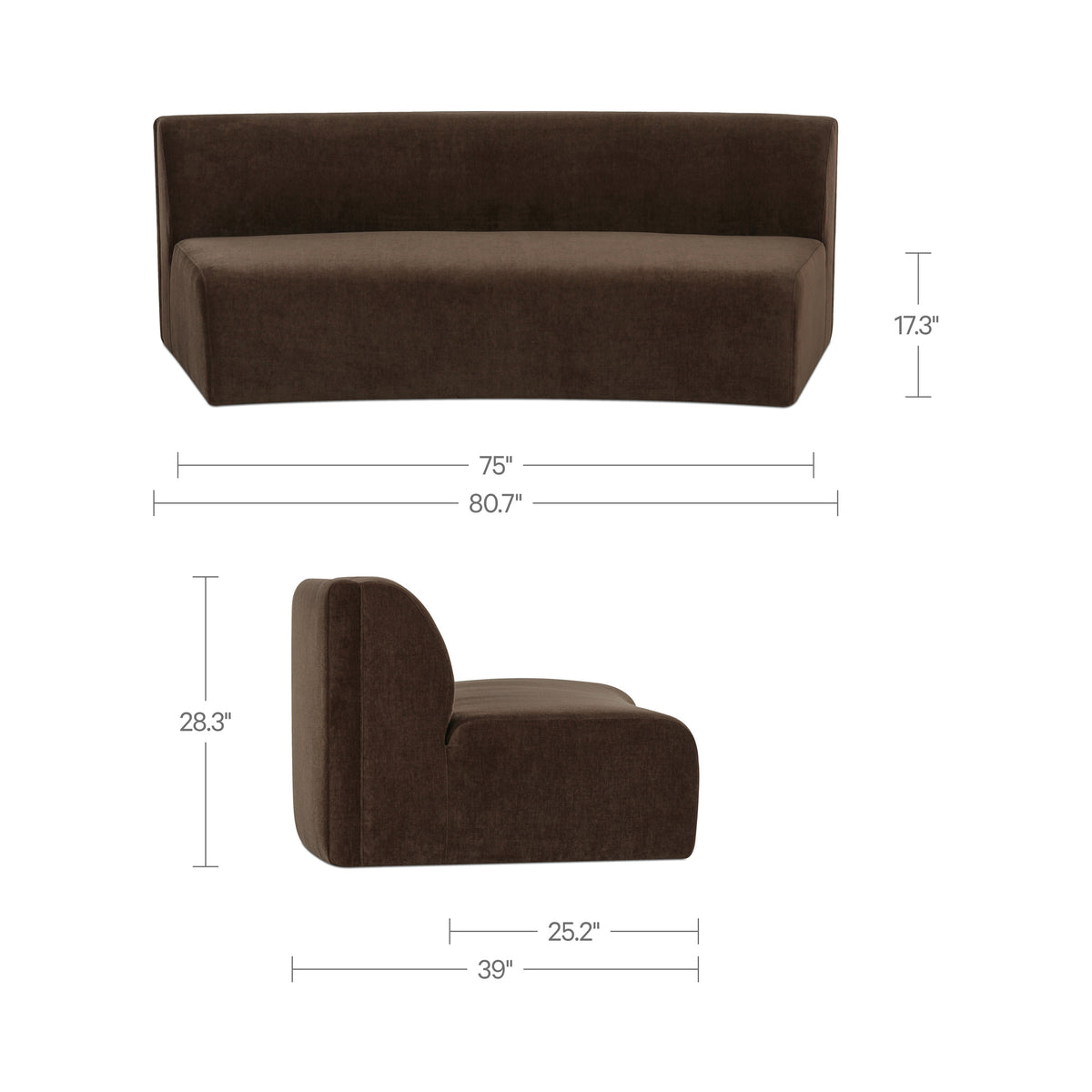 Naomi Concave Sofa Dark Brown image 9