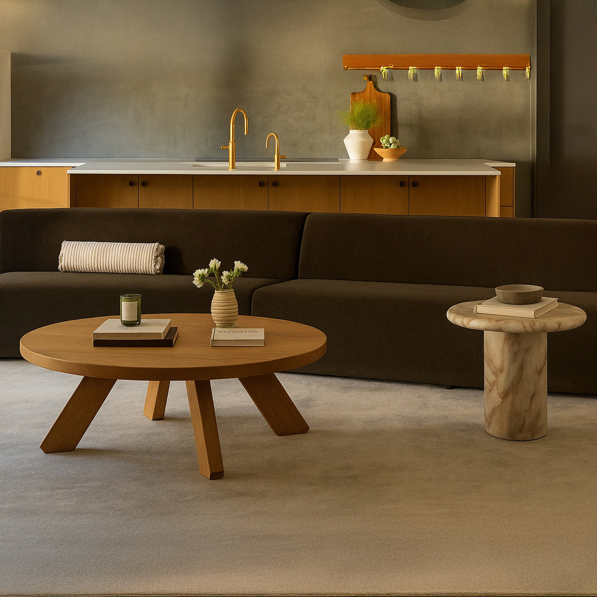 Naomi Convex Sofa Dark Brown lifestyle image