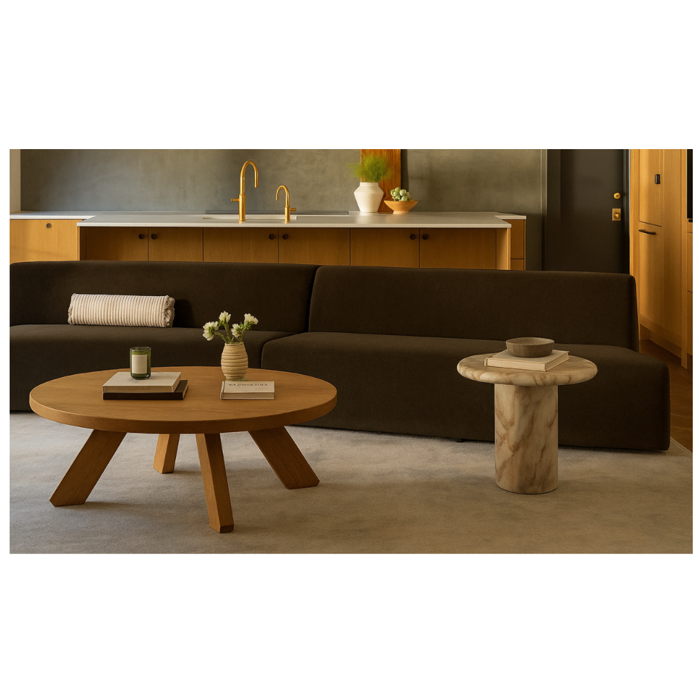 Naomi 2 Piece Concave Modular Sectional Dark Brown