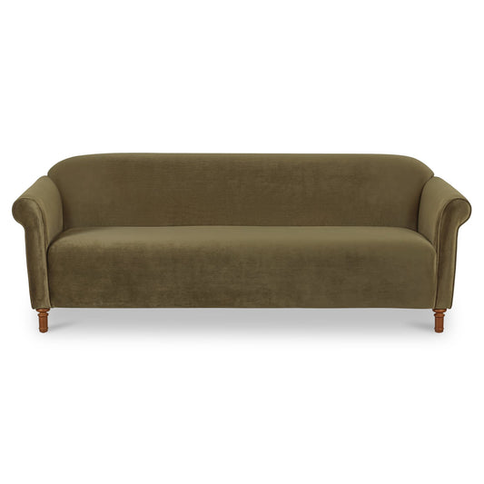 Harmony Sofa Dark Green Faux Mohair on white background