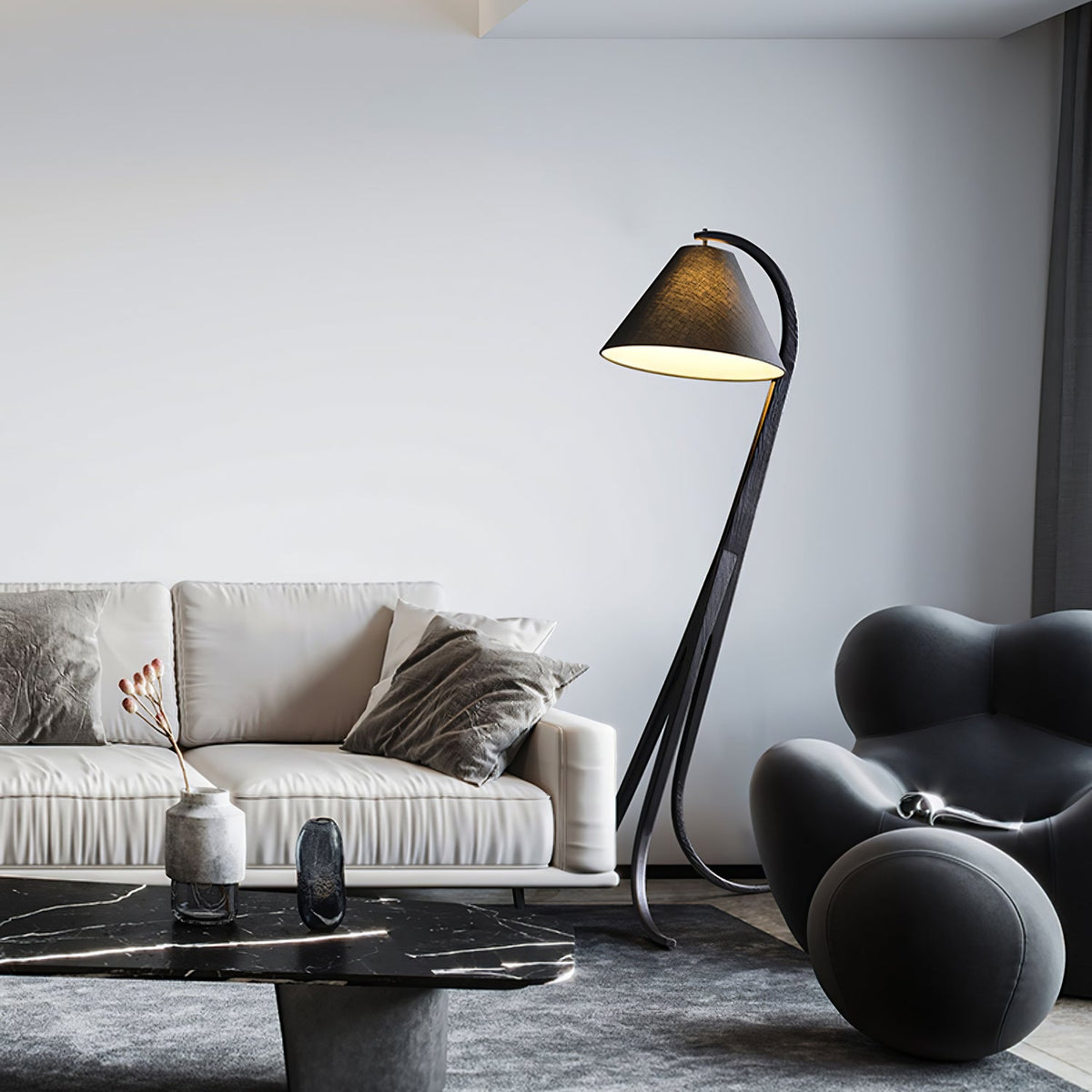 Orellis Curved Wood Floor Lamp
