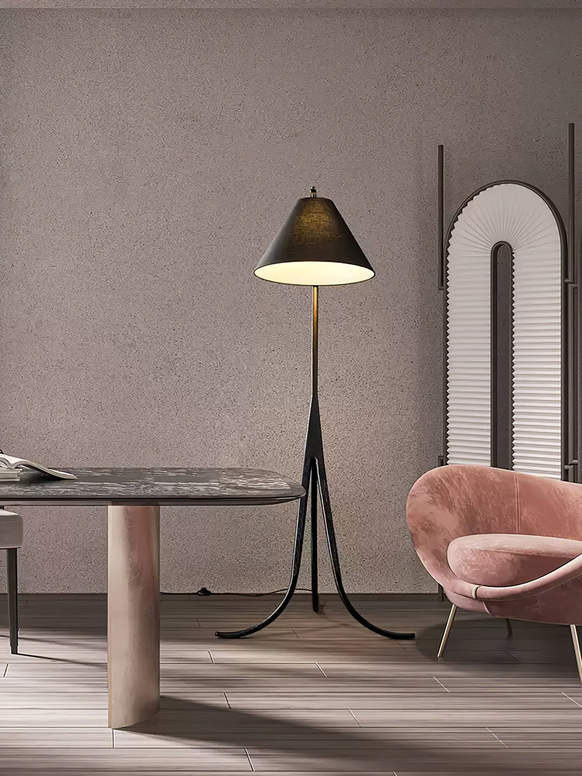 Orellis Curved Wood Floor Lamp