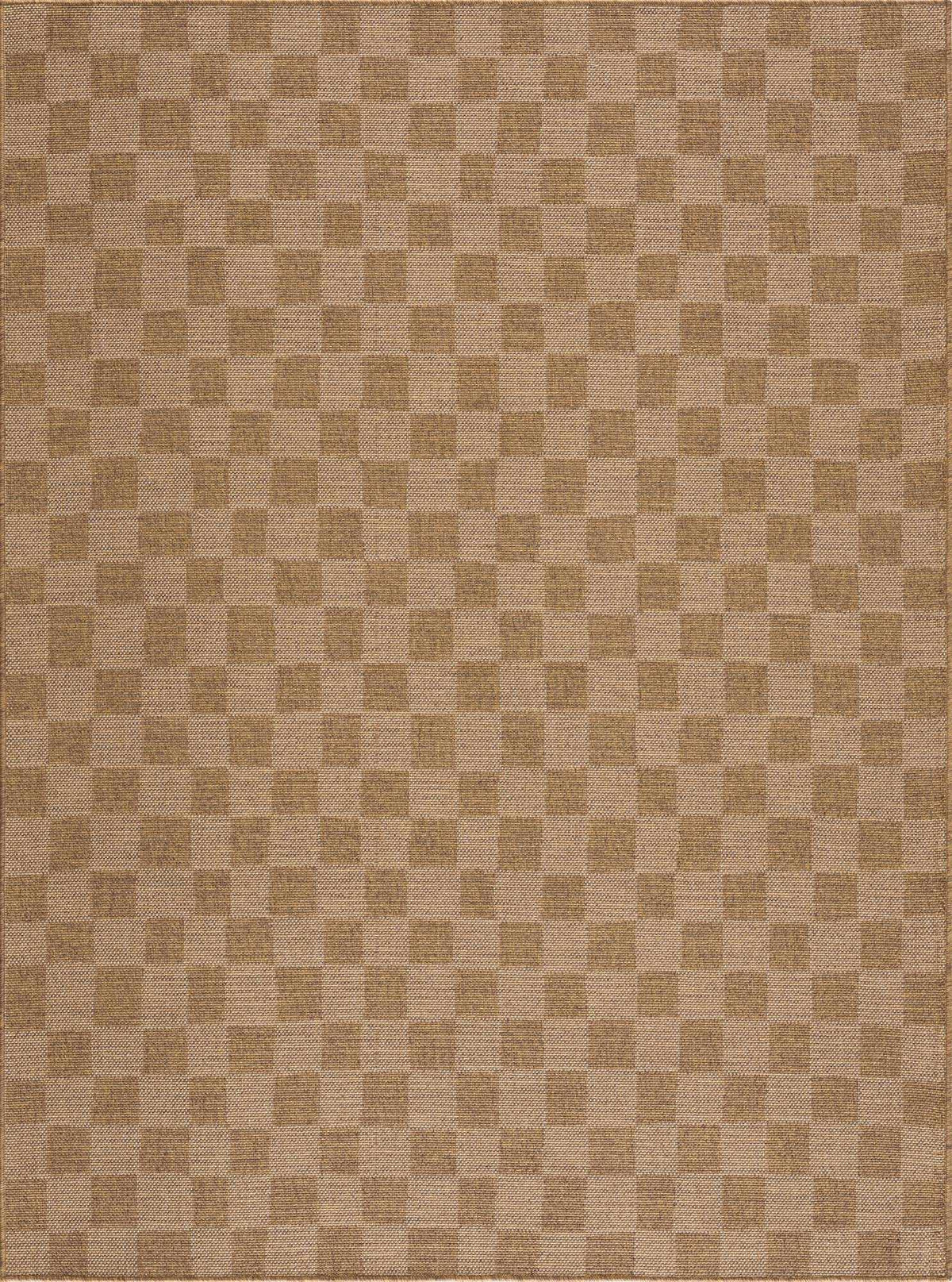 Kuval Checkered Brown Outdoor Rug.