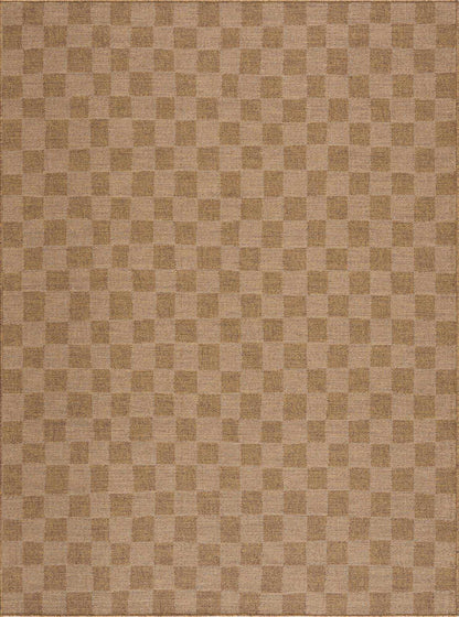 Kuval Checkered Brown Outdoor Rug.
