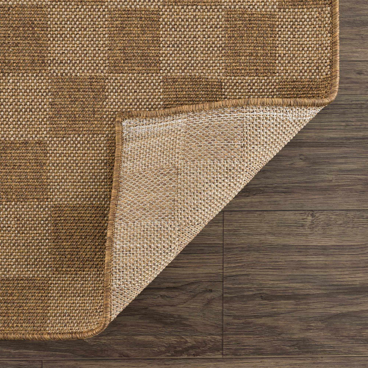 Kuval Checkered Brown Outdoor Rug.