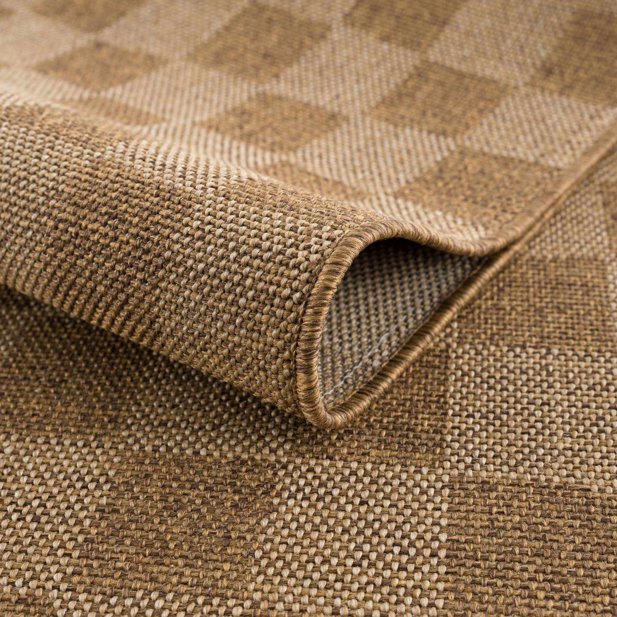 Kuval Checkered Brown Outdoor Rug.