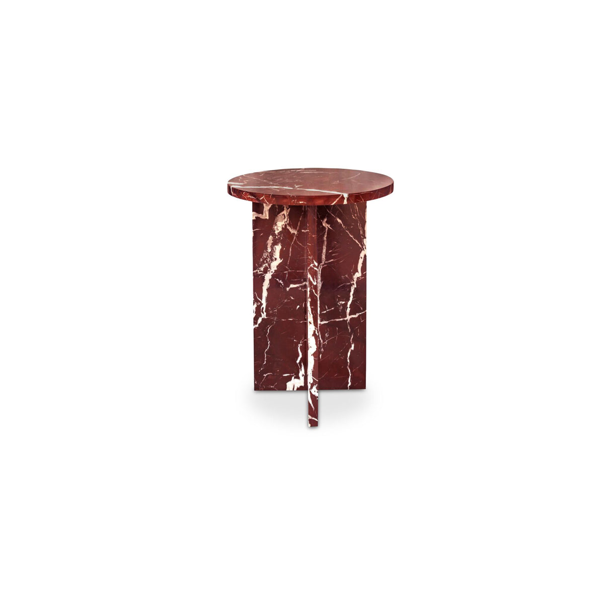 Grace Accent Table Rosso Levante Marble on white background