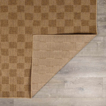 Kuval Checkered Brown Outdoor Rug.
