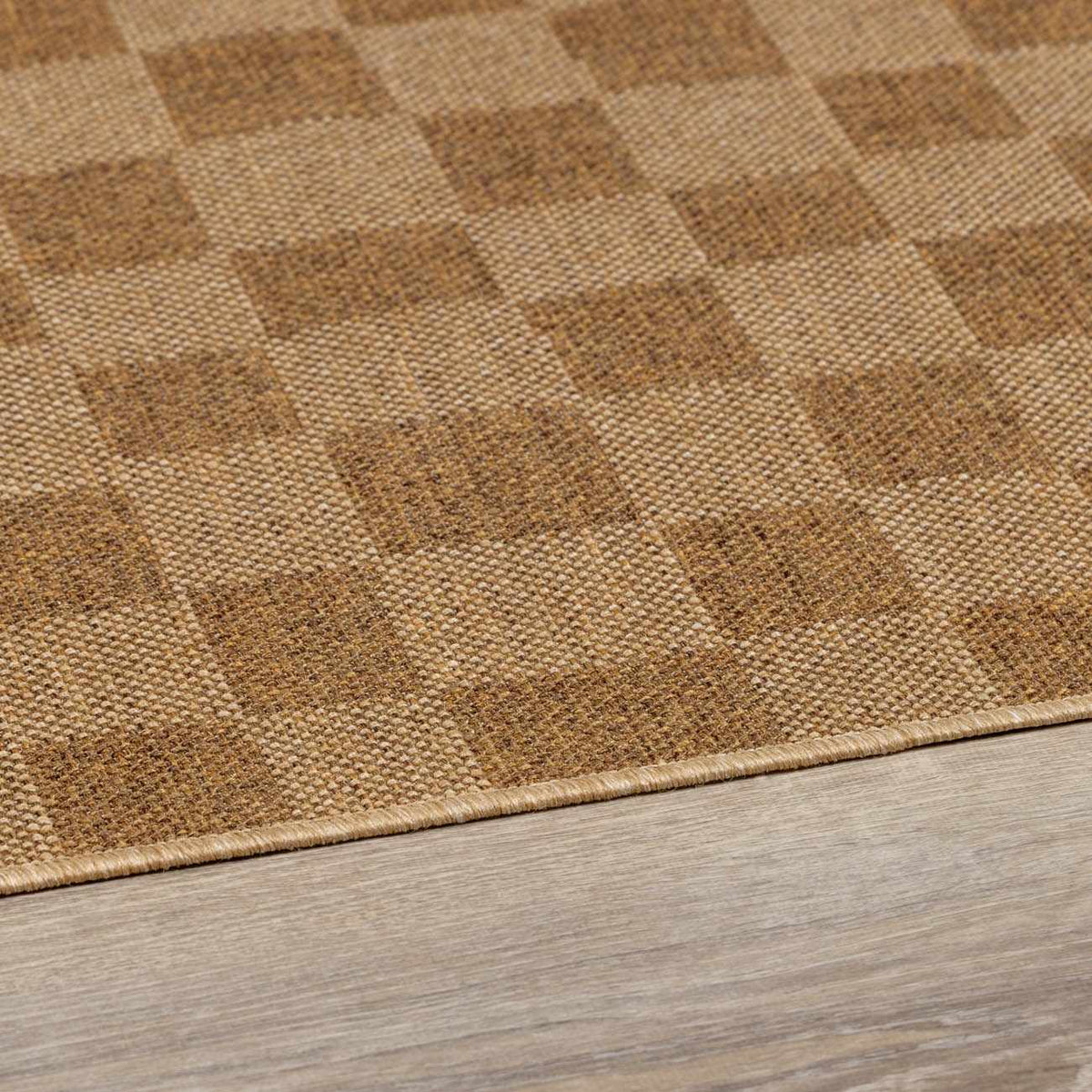 Kuval Checkered Brown Outdoor Rug.