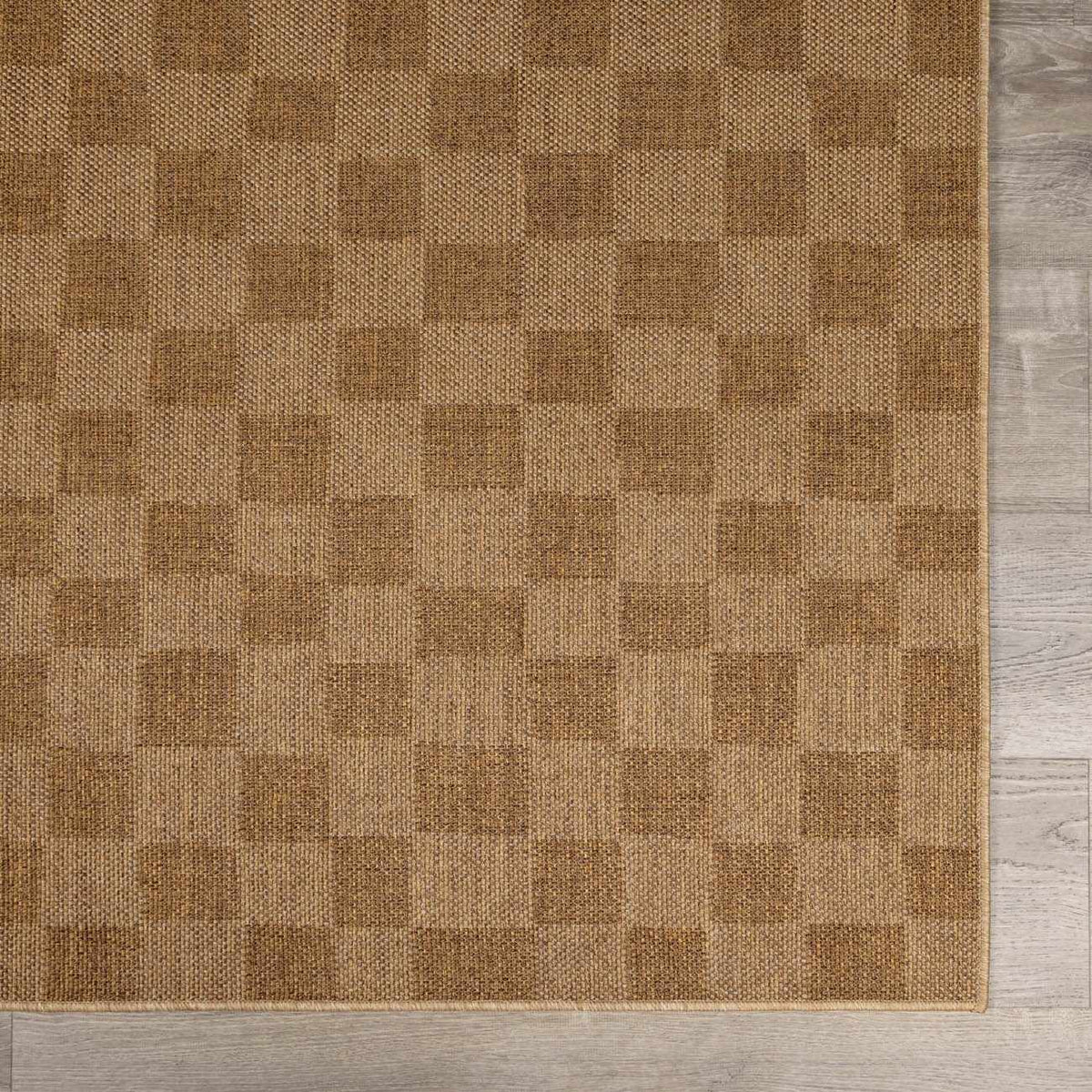 Kuval Checkered Brown Outdoor Rug.