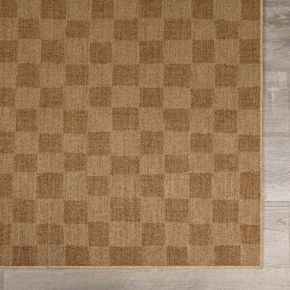 Kuval Checkered Brown Outdoor Rug.