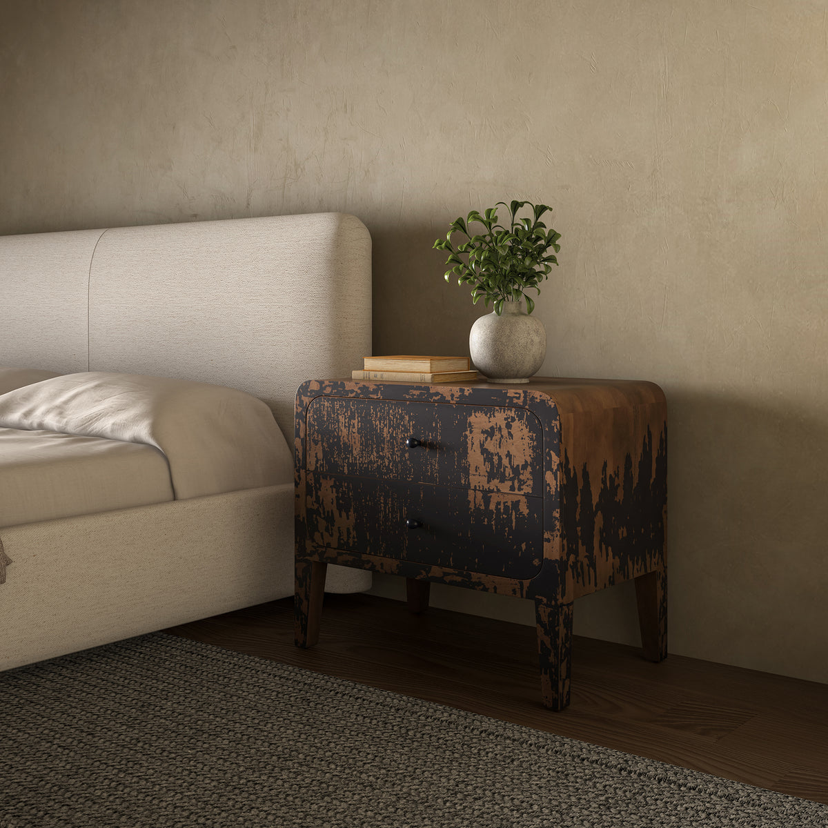 Iris Nightstand Distressed Black view 9