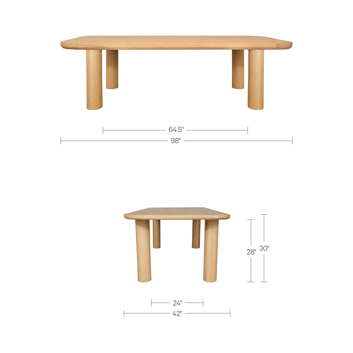 Anders Dining Table Large Natural dimensions