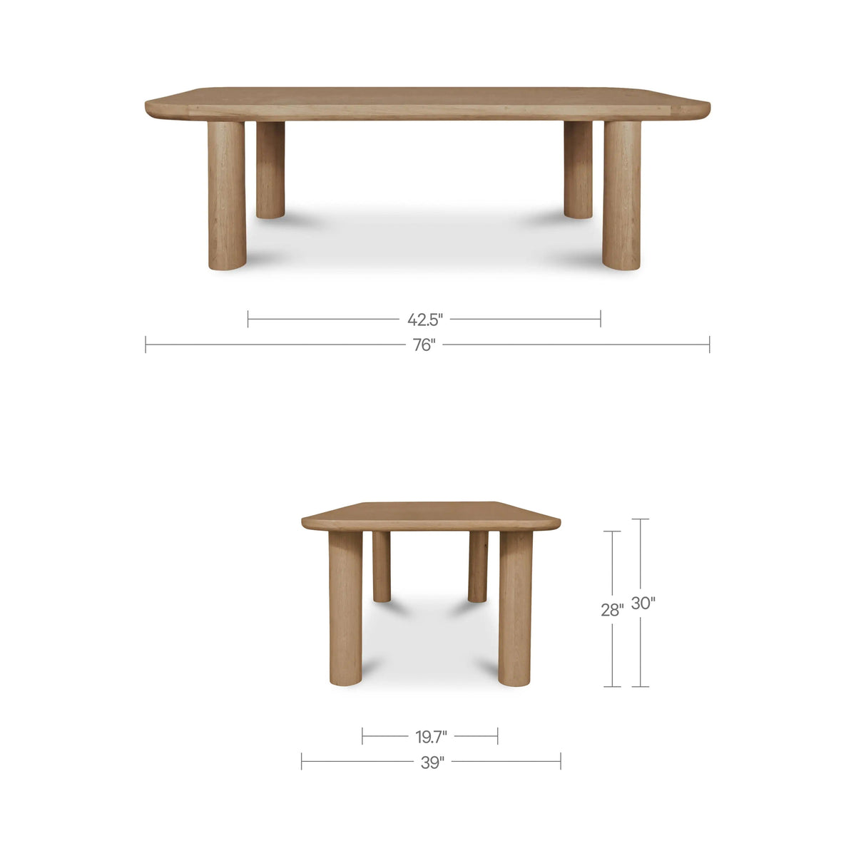 Anders Dining Table Small Natural dimensions