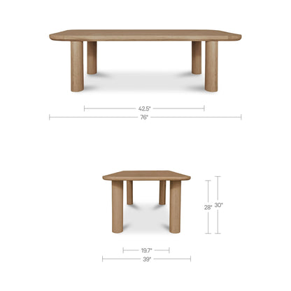 Anders Dining Table Small Natural dimensions
