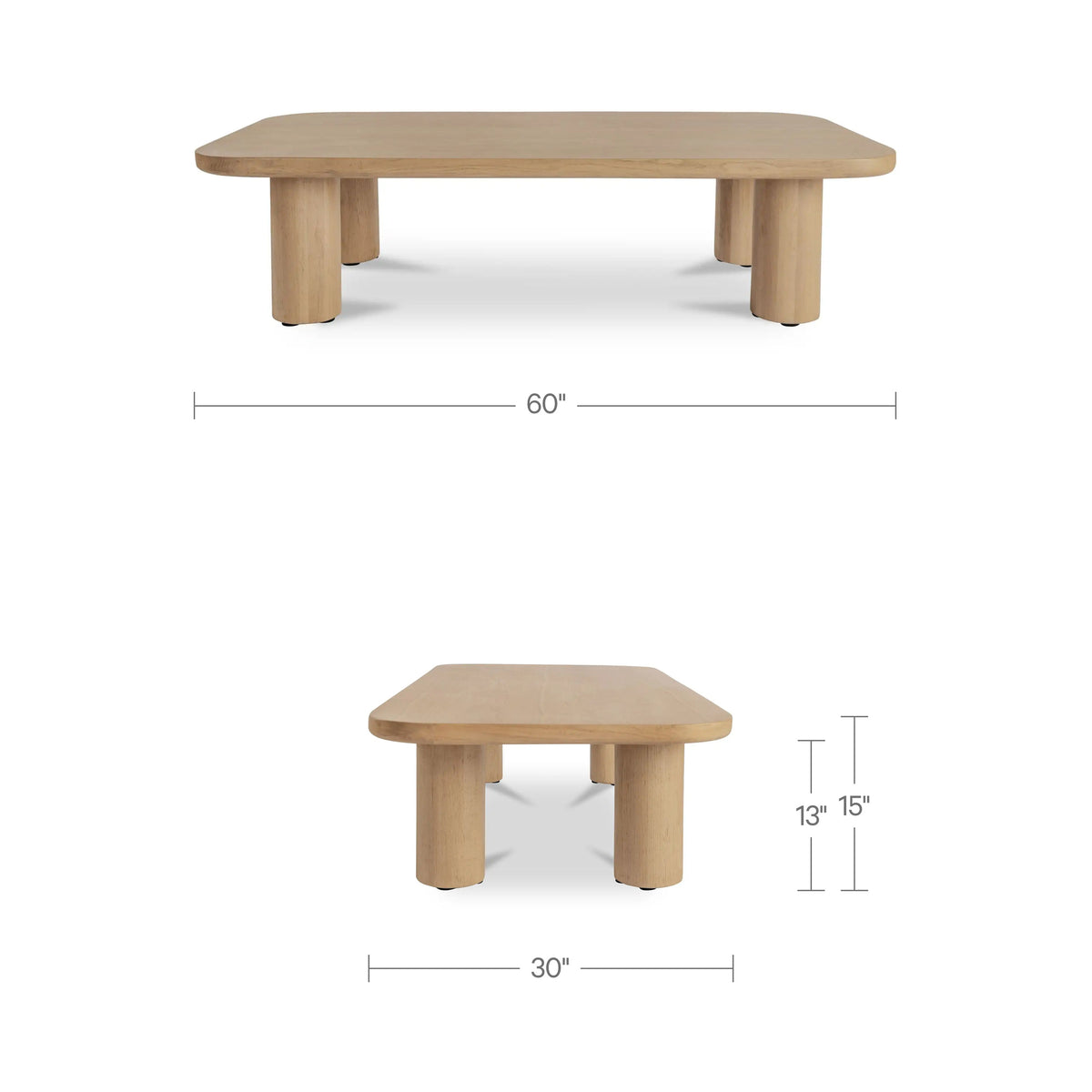 Anders Coffee Table Natural dimensions