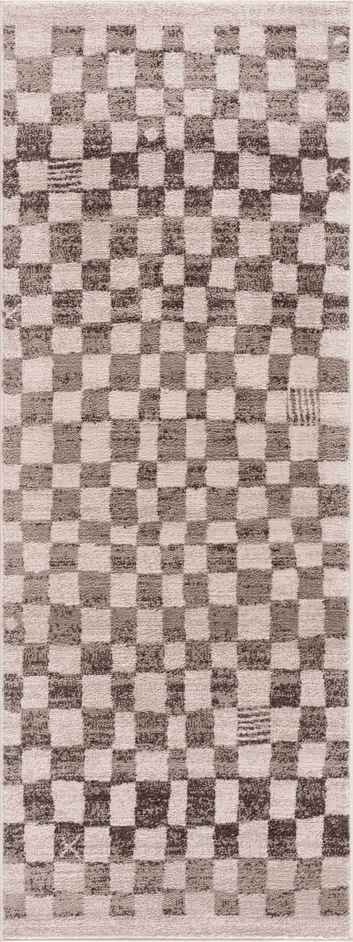 Benjy Irregular Checkboard Rug - Beige