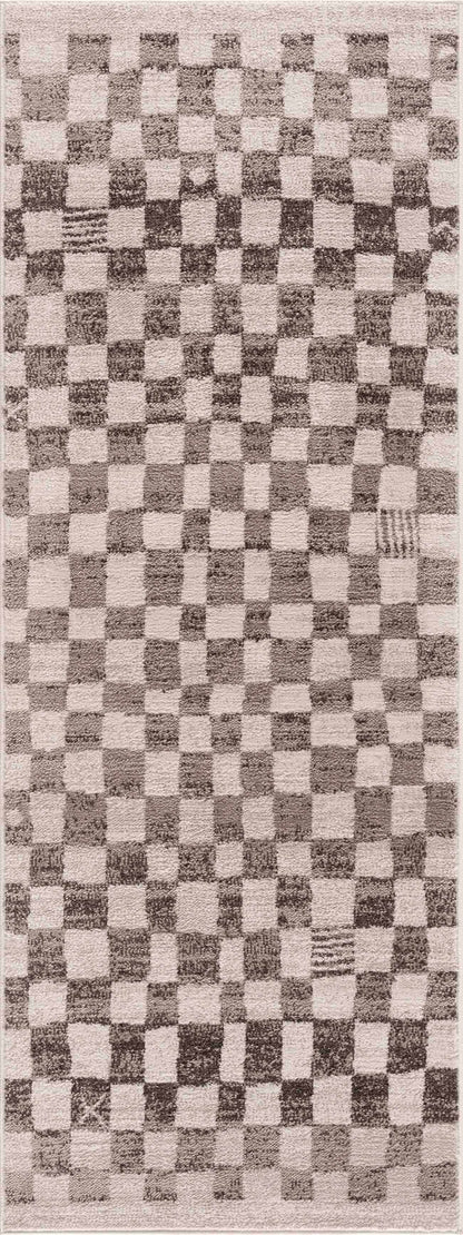 Benjy Irregular Checkboard Rug - Beige