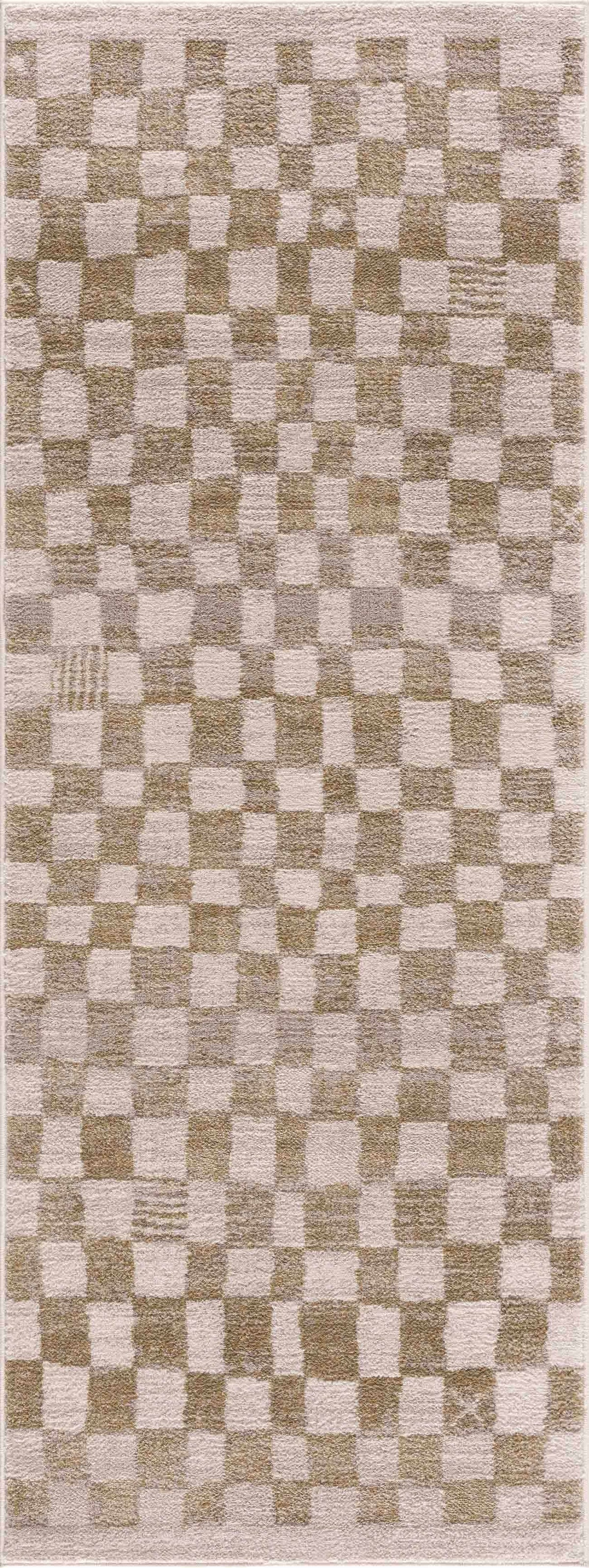Benjy Irregular Checkboard Rug - Cream&Gold