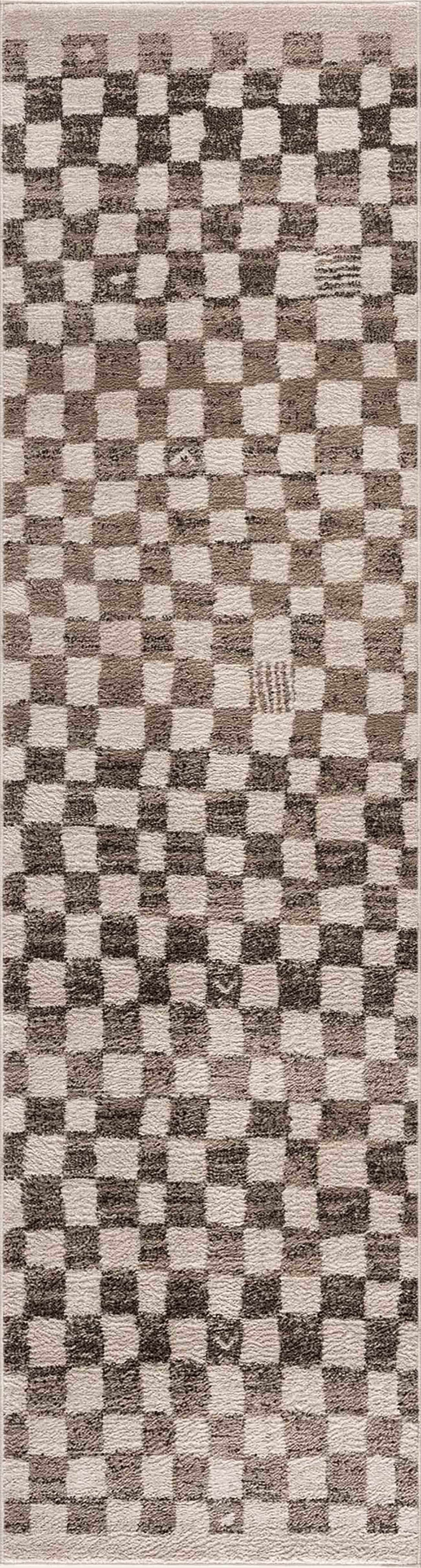 Benjy Cream & Charcoal Checkered Area Rug