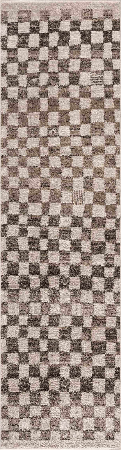 Benjy Cream & Charcoal Checkered Area Rug