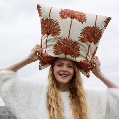 Palm Leaf Embroidered Throw Pillow.