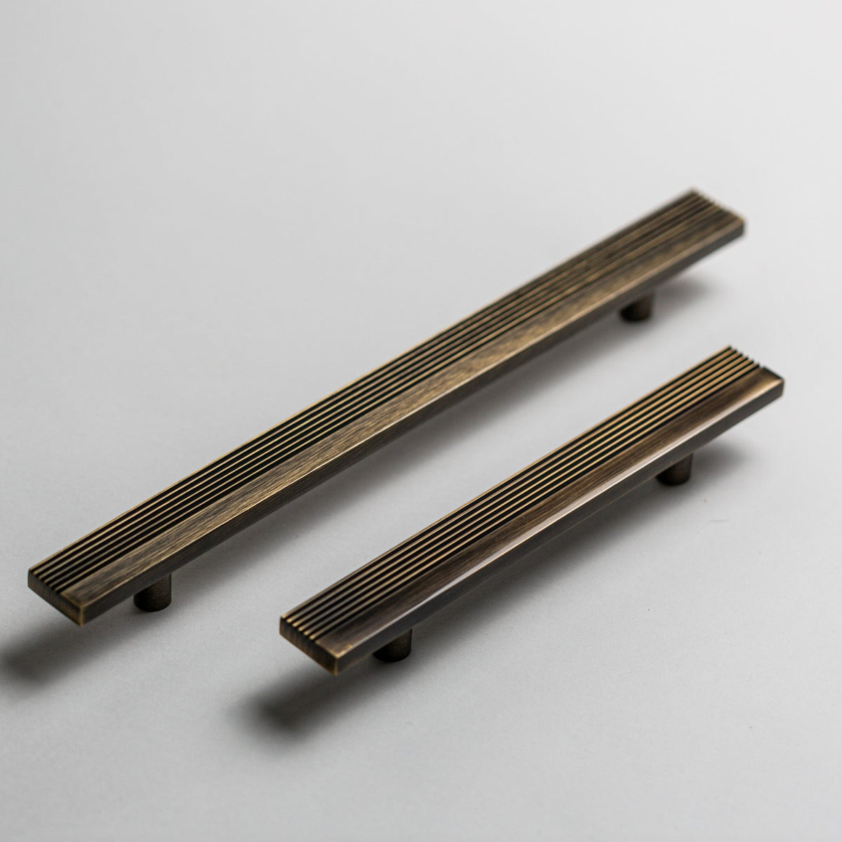 Rail, Antique Brass Cabinet Pulls.