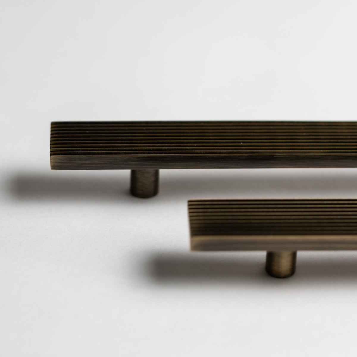 Rail, Antique Brass Cabinet Pulls.