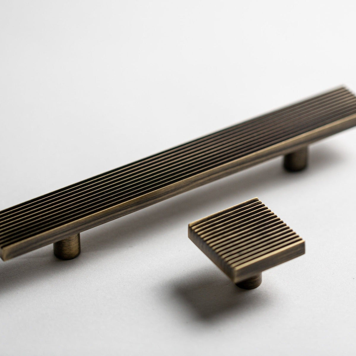 Rail, Antique Brass Cabinet Pulls.