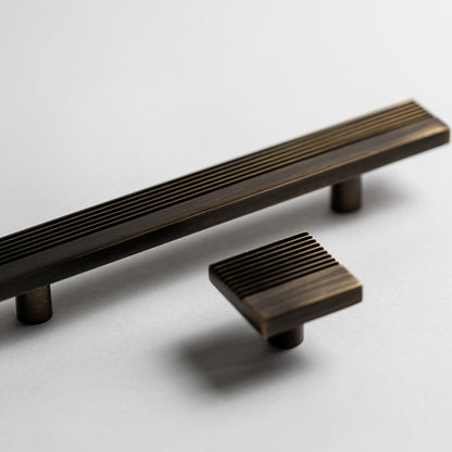 Rail, Antique Brass Cabinet Pulls.