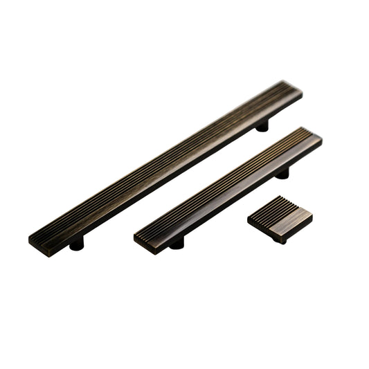 Rail, Antique Brass Cabinet Pulls.