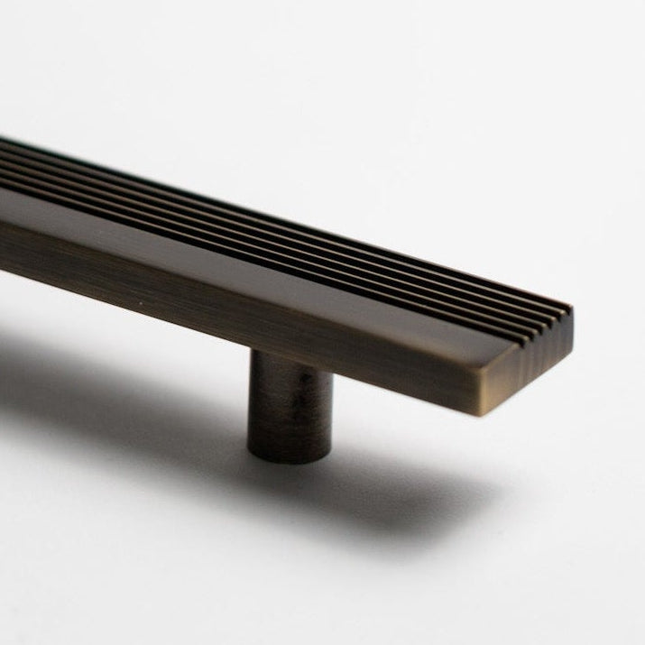 Rail, Antique Brass Appliance Pulls.