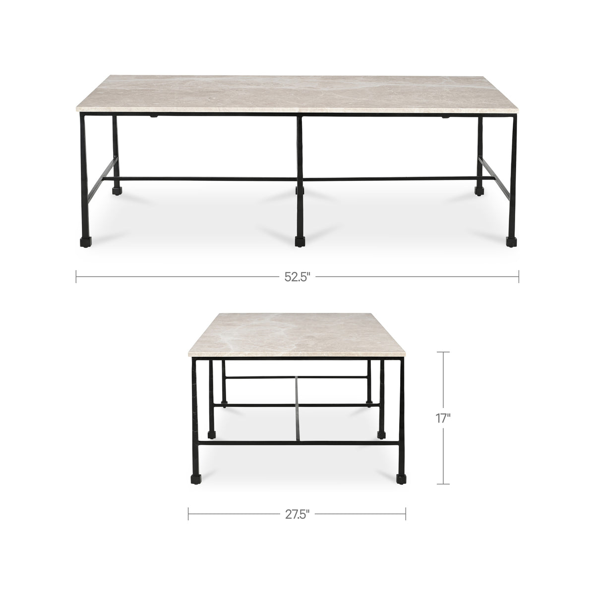 River Coffee Table Botticino Marble view 8