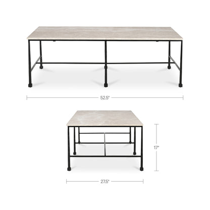River Coffee Table Botticino Marble view 8